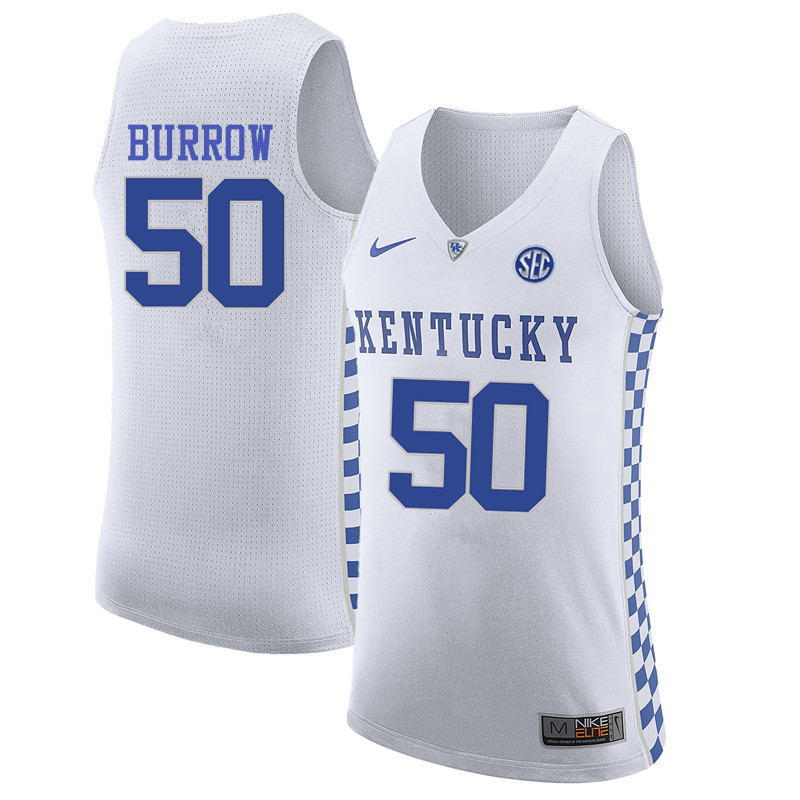 Men Kentucky Wildcats #50 Bob Burrow College Basketball Jerseys-White - Click Image to Close